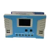 The blue solar charging controller features intelligent charging and discharging protection, compatible with 12V and 24V Item Picture